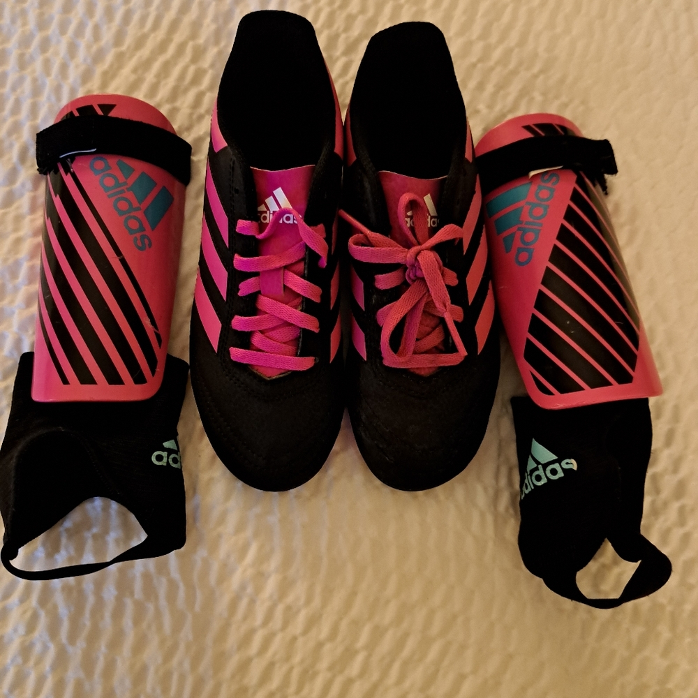 Adidas Soccer Cleats and Shin Guards